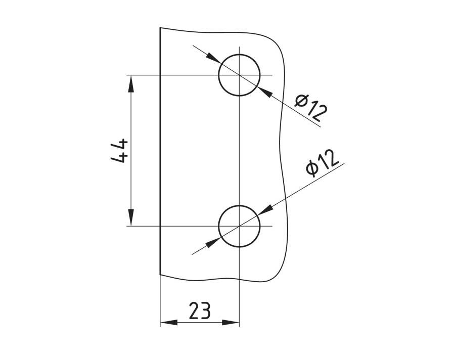 TI-860-2-45 AL+SBLC  Ответная часть на стекло для (850 и 860) ВЫРЕЗ